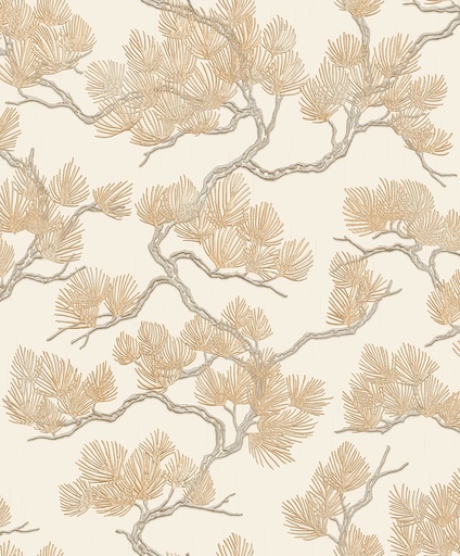 [38WF121012] Behang Wall Fabric/BS1 pine tree cream